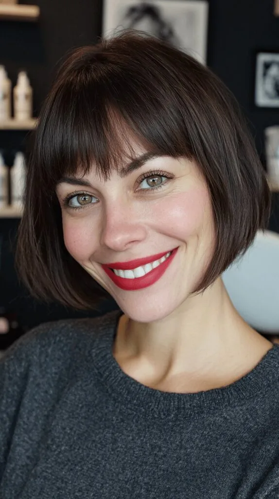 Sleek Chin-Length Bob with Soft Bangs