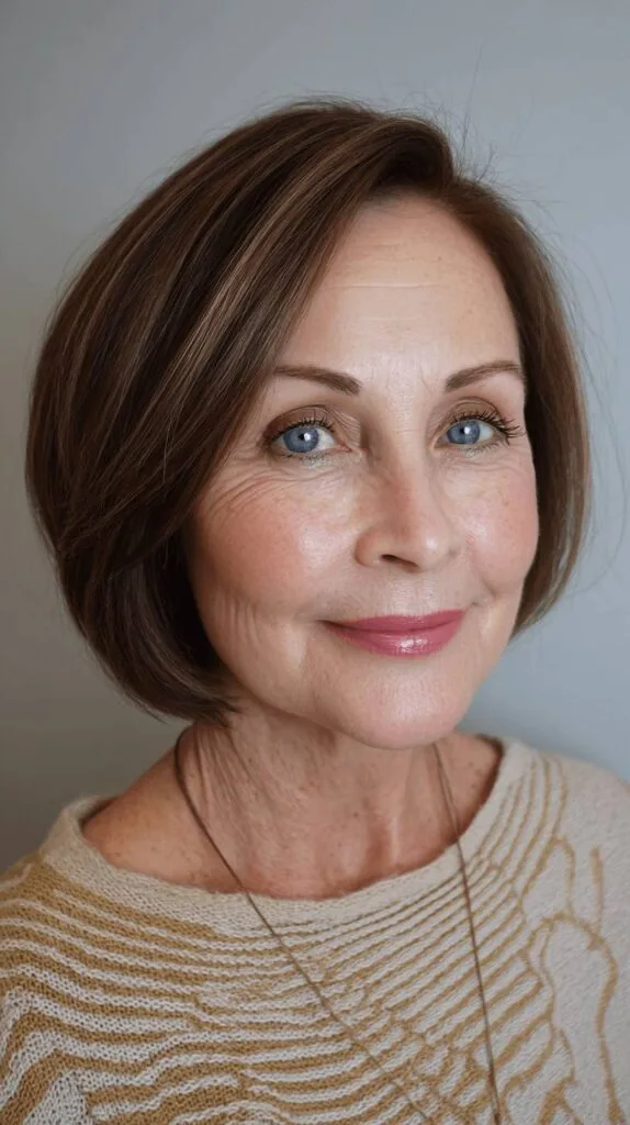 Sleek Curved Bob with Subtle Highlights