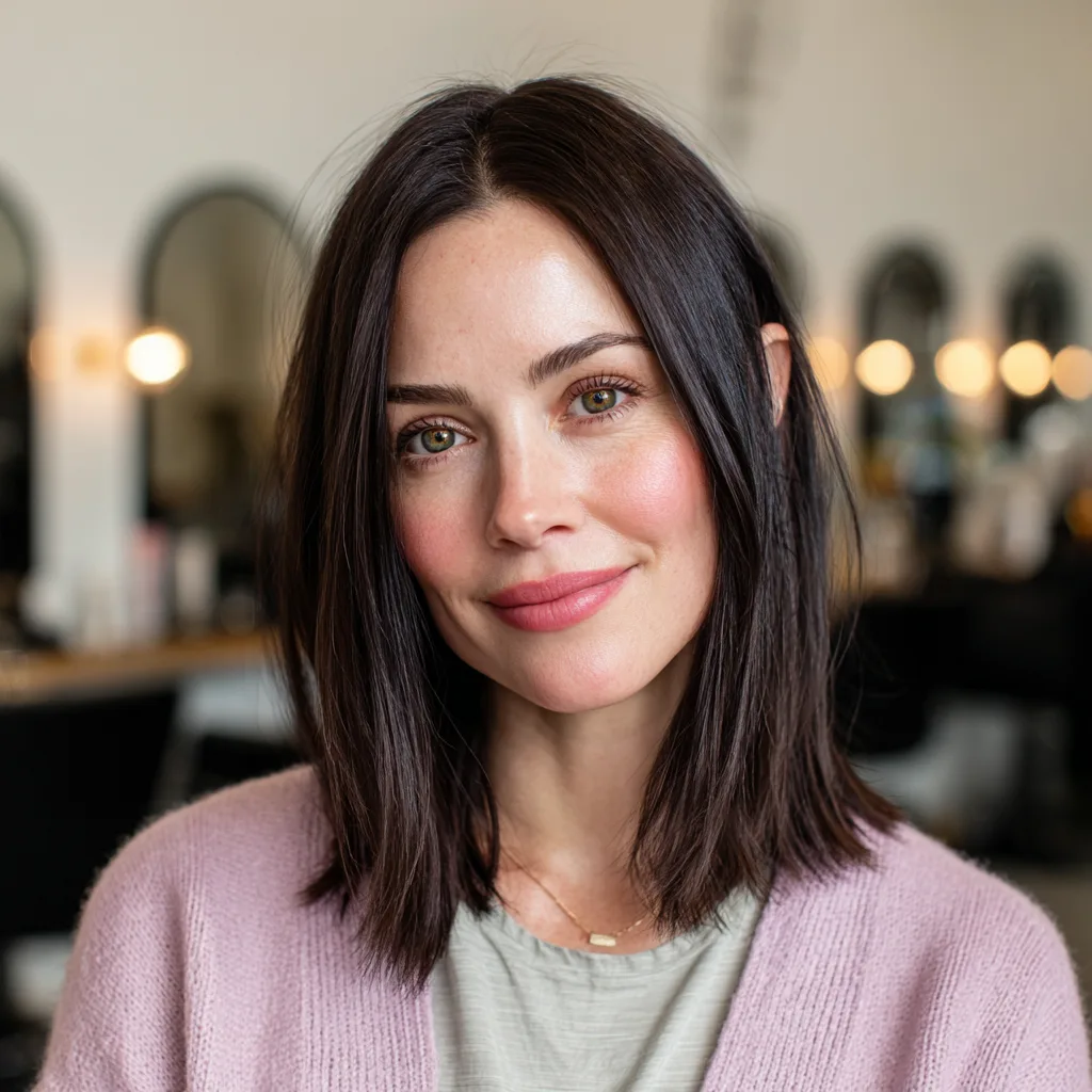 Sleek Mid-Length Blunt Cut with Subtle Texture