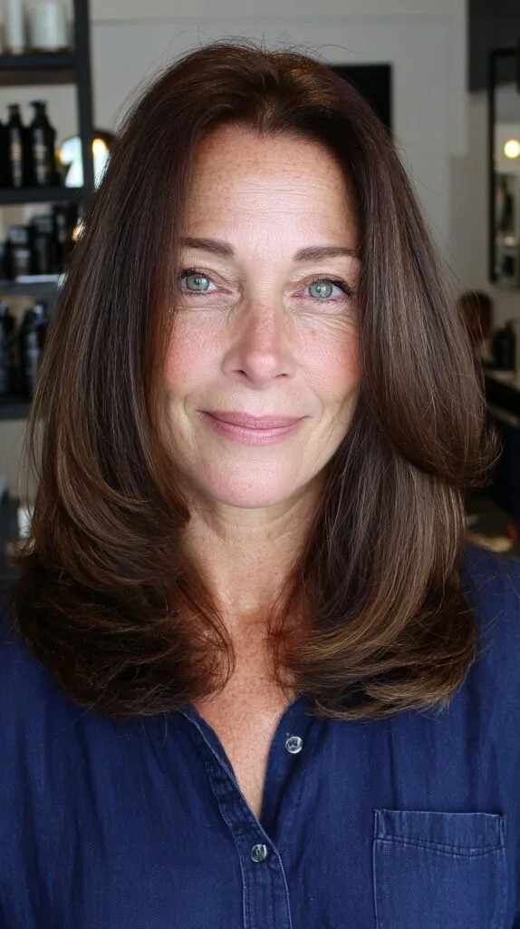 Sleek Mid-Length Chestnut Waves with Lightweight Movement