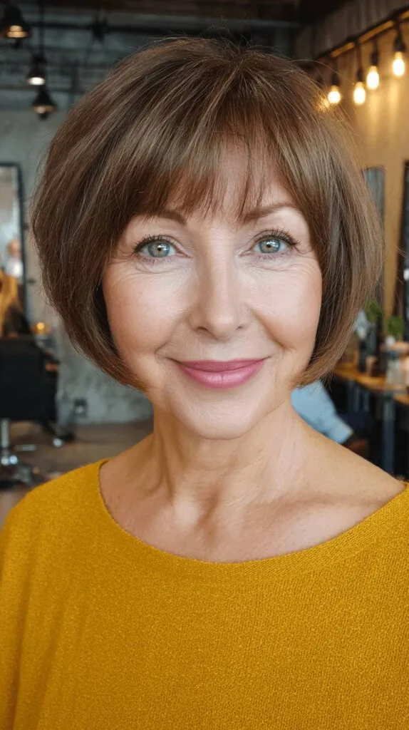 Sleek Rounded Bob with Soft Bangs