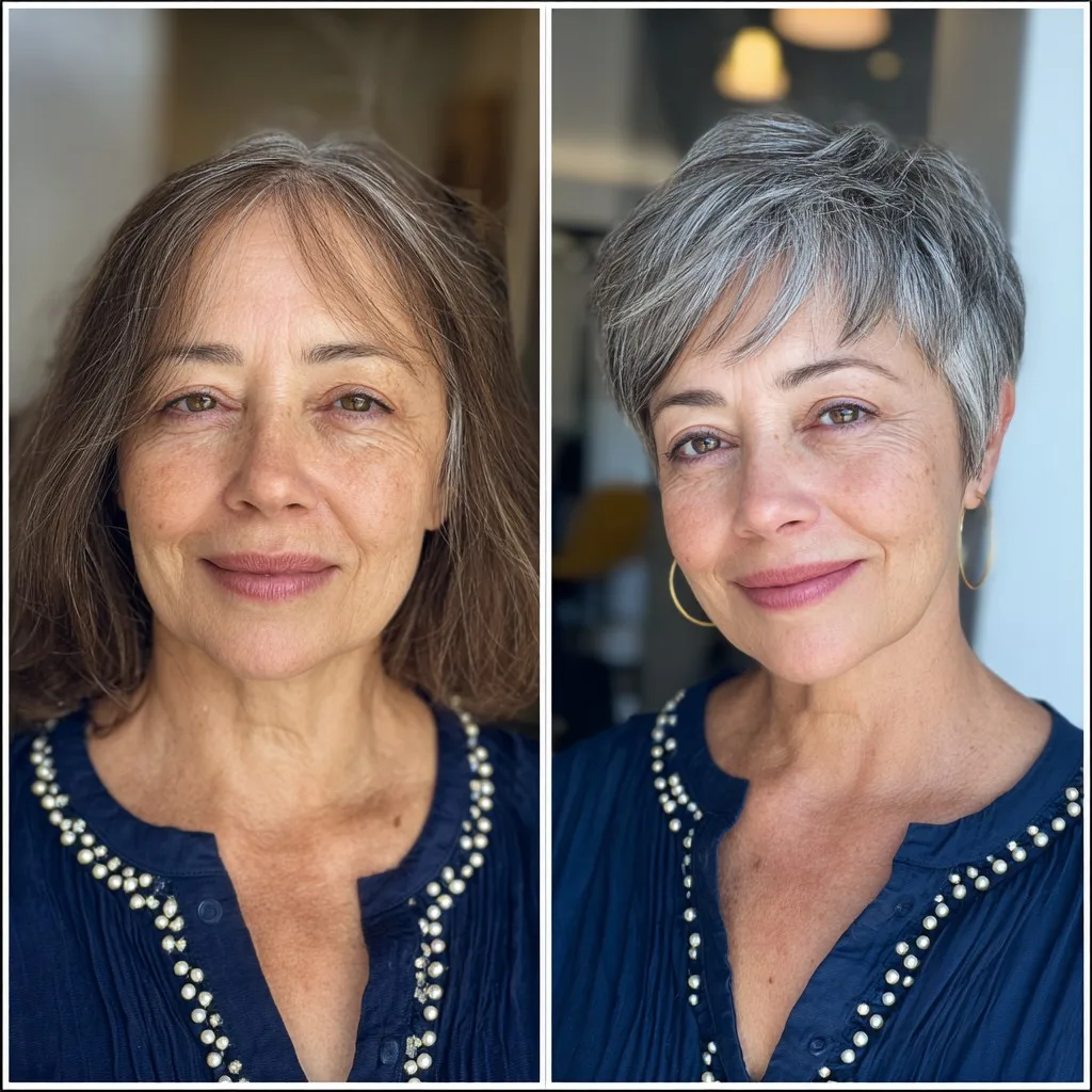 Sleek Silver Pixie Cut with Subtle Volume
