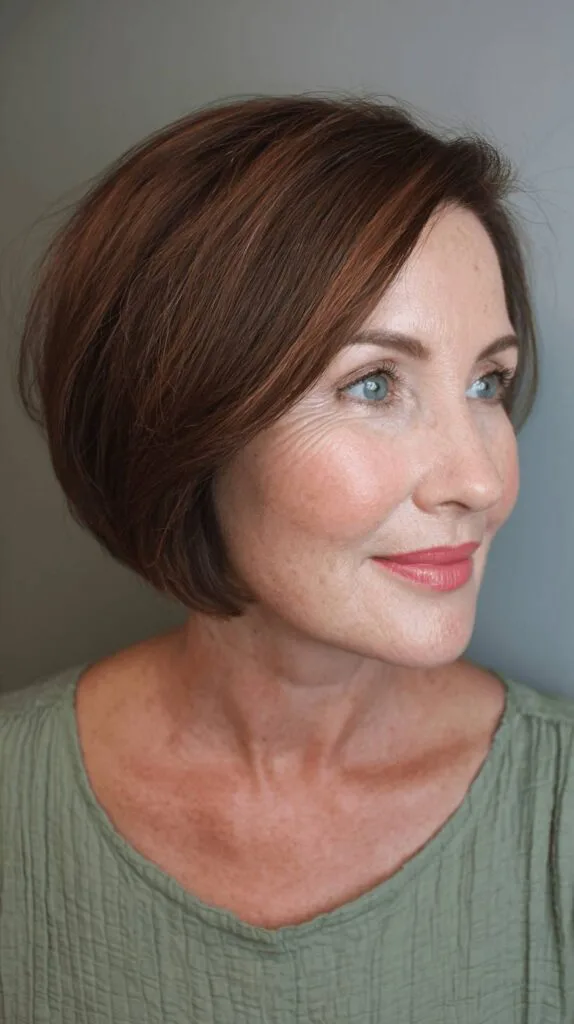 Smooth Classic Curved Bob with Subtle Highlights