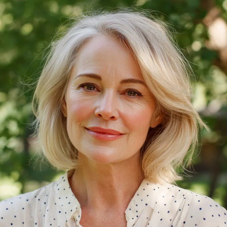 Soft Blonde Shoulder-Length Cut with Subtle Waves