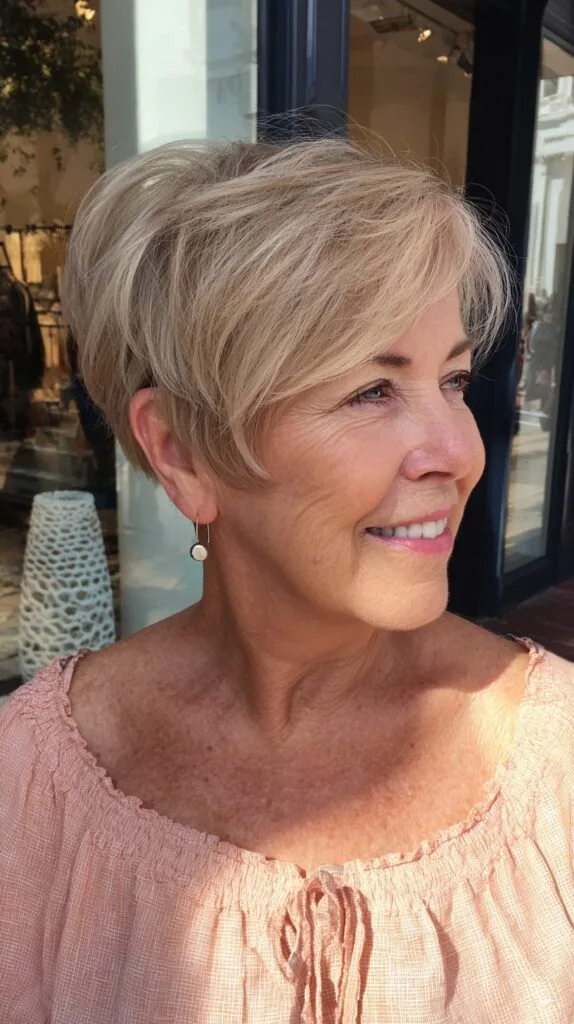 Soft-Bronze Feathered Pixie for Thin Hair
