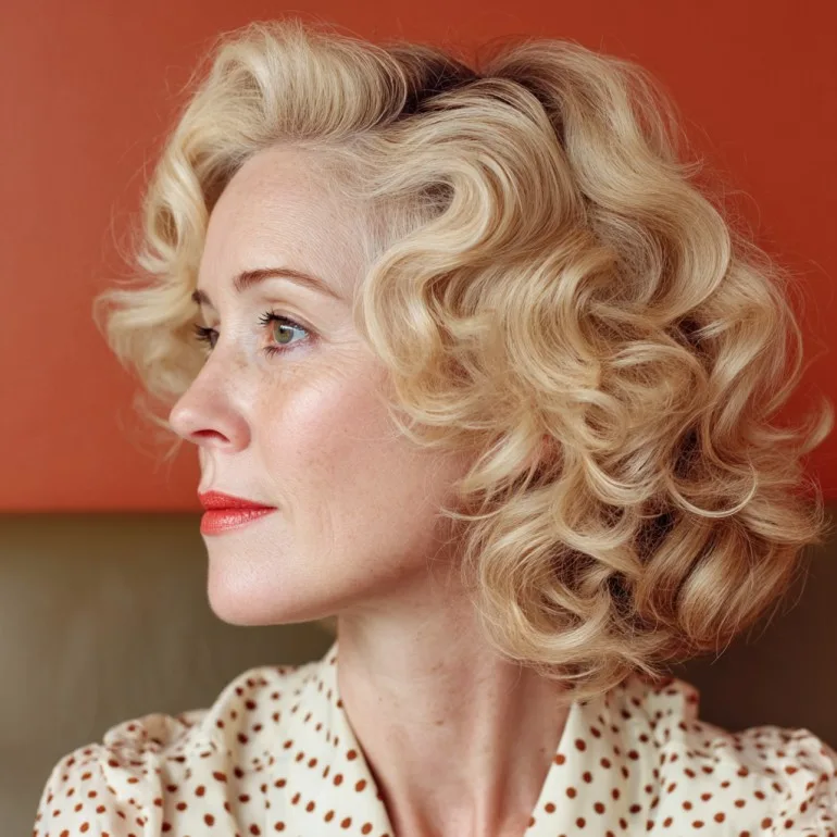 Soft Curly Bob with Side Part