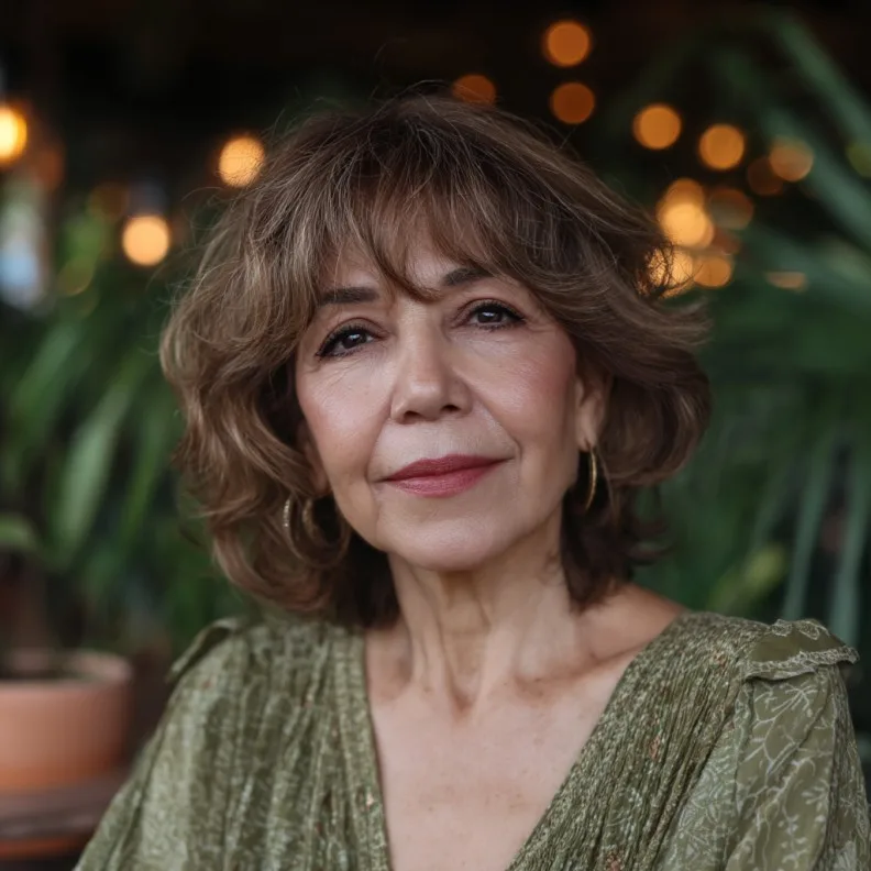 Soft Curly Layered Bob with Gentle Volume