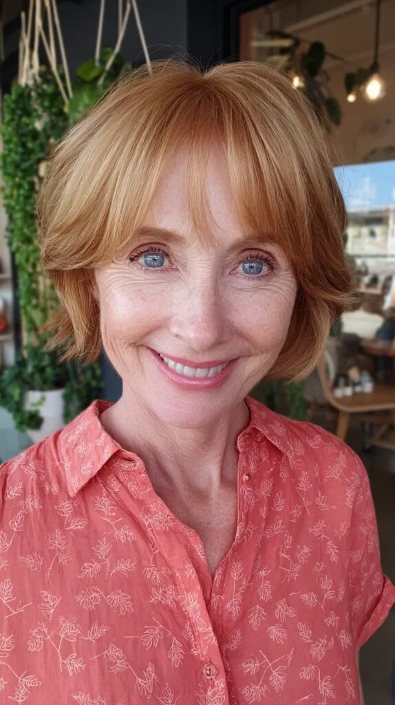 Soft Curtain-Framed Chin-Length Bob with Feathered Ends