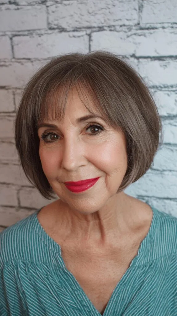 Soft Grey Bob with Wispy Bangs