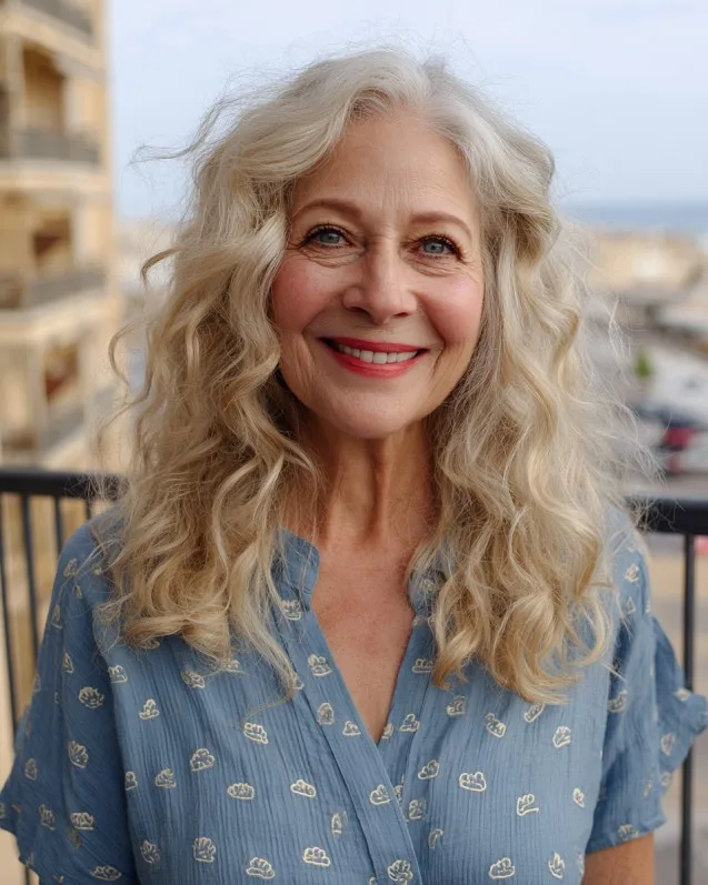 Soft Layered Blonde Curls with Natural Highlights