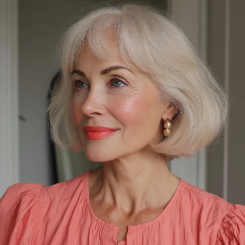 Soft Layered Bob with Delicate Bangs