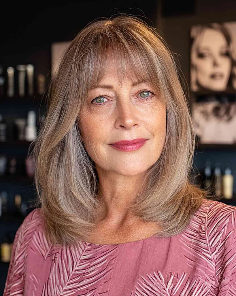 Soft Layered Long Bob with Wispy Bangs