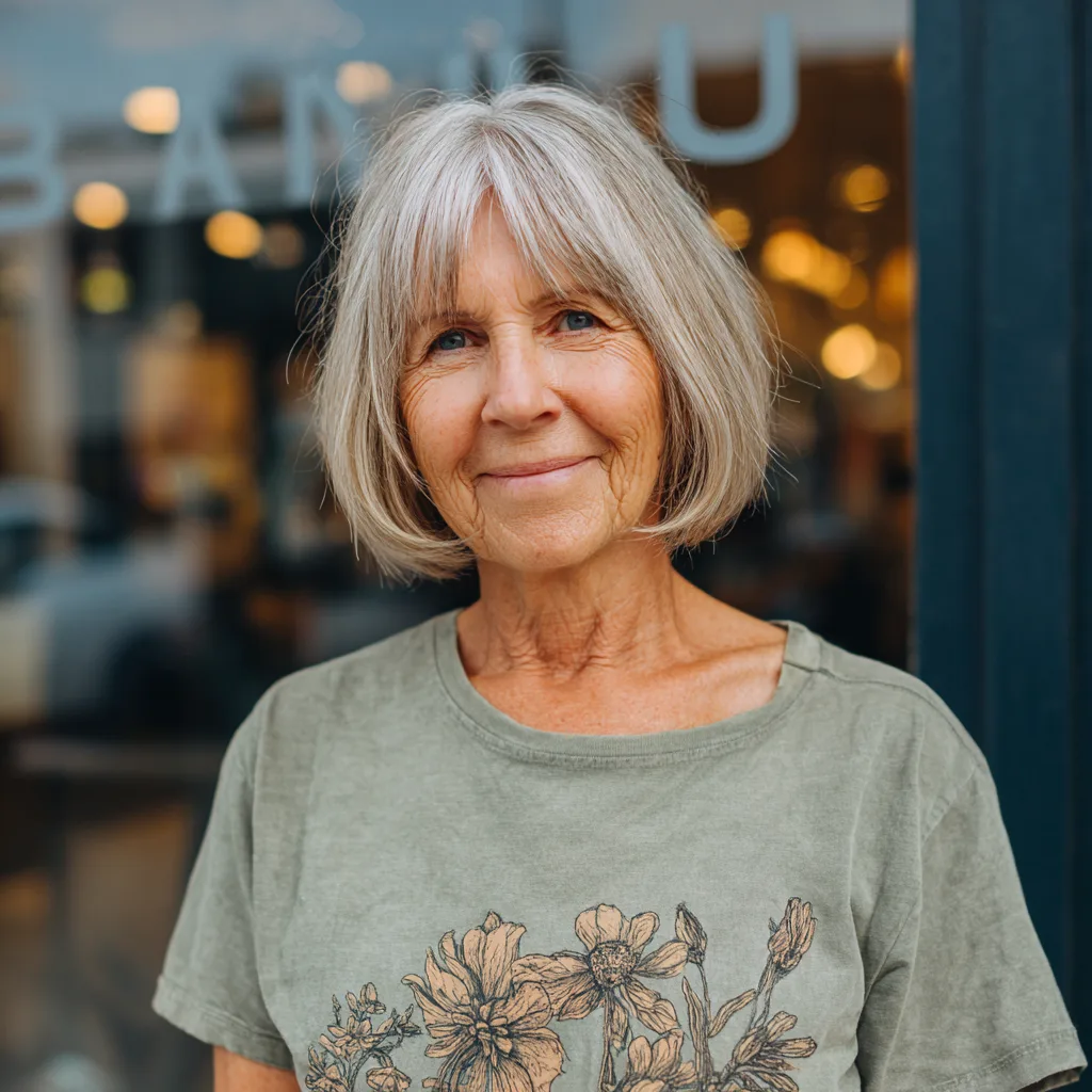 Soft Layered Silver Bob with Face-Framing Texture
