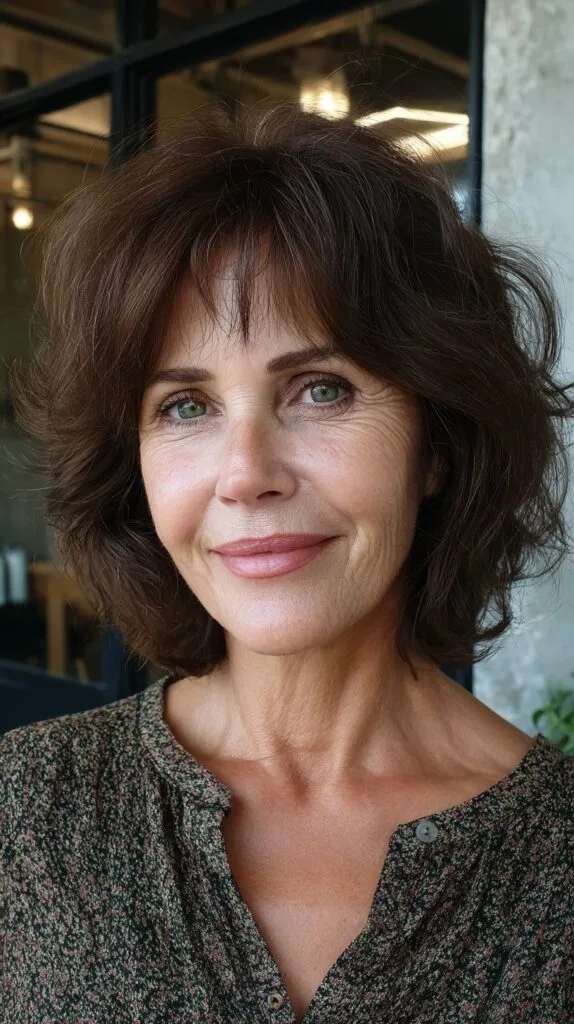 Soft Mid-Length Feathered Cut with Crown Lift and Wispy Curtain Fringe