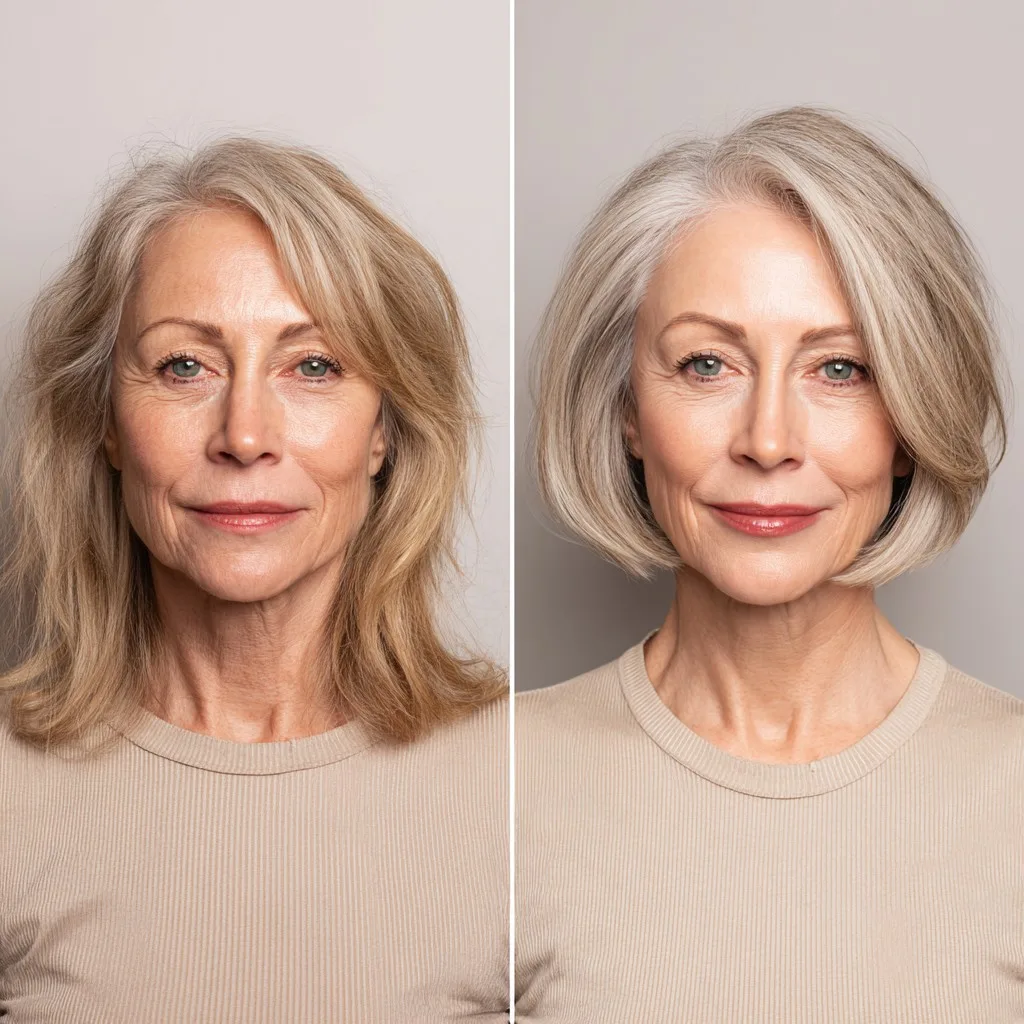 Soft Sculpted Silver Stacked Chin-Length Italian Bob