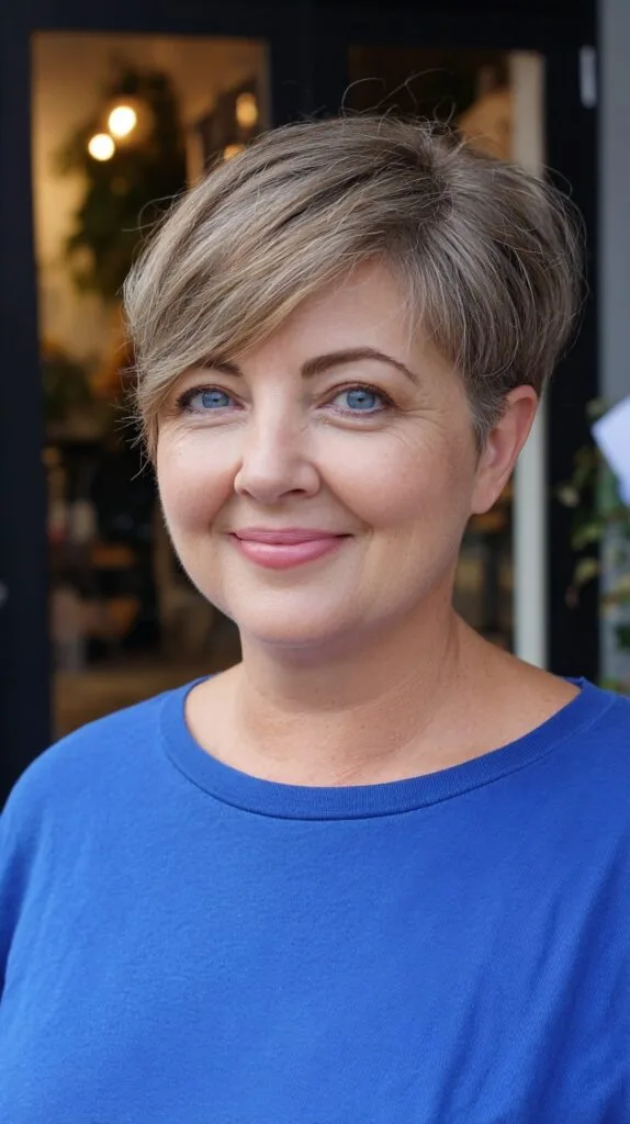 Soft Side-Swept Stacked Pixie with Graduated Nape