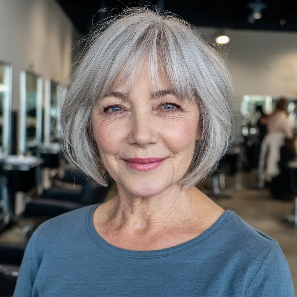 Soft Silver Blunt Bob with Subtle Layers
