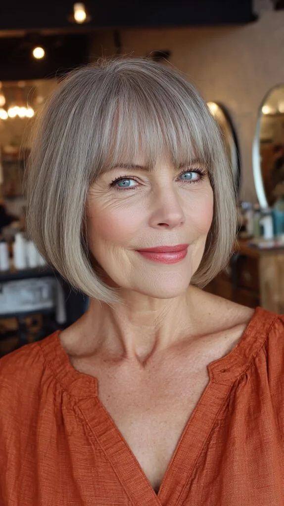 Soft Silver Bob with Contouring Bangs