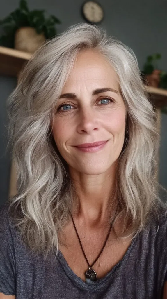 Soft Silver Shoulder-Grazing Layers with Side-Swept Root Lift
