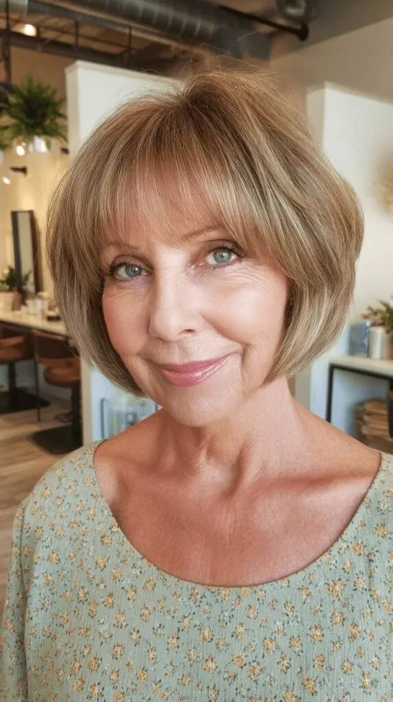 Soft Textured Bob with Gentle Wispy Bangs