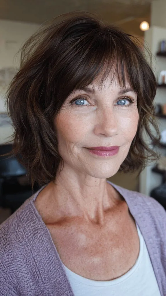 Soft Textured Layered Bob with Wispy Bangs