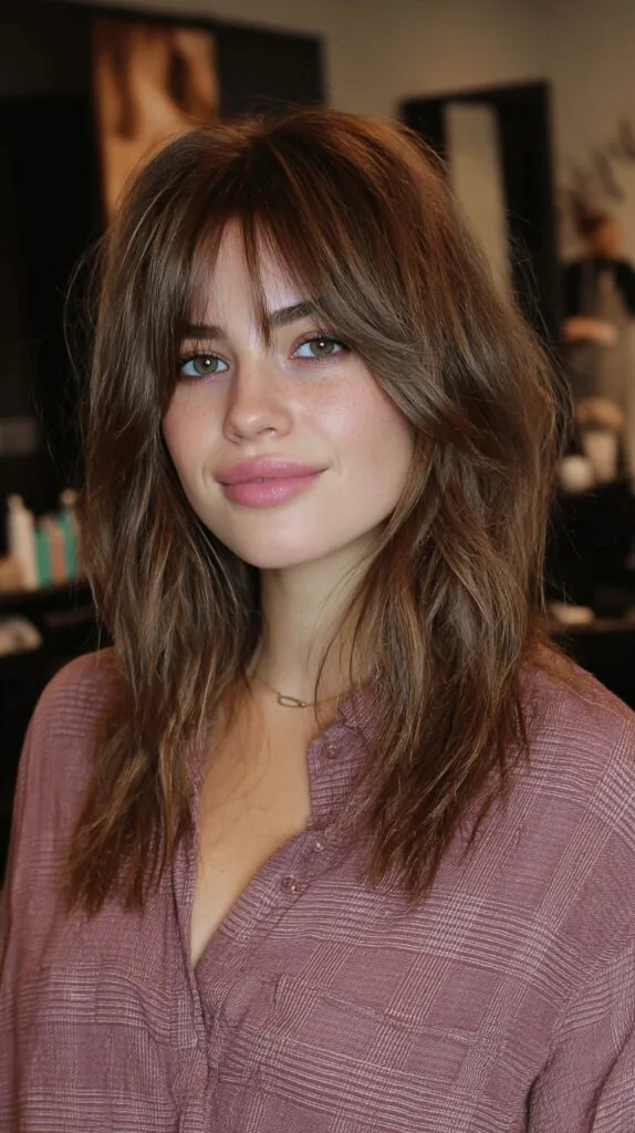 Soft Textured Long Layers with Face-Framing Bangs