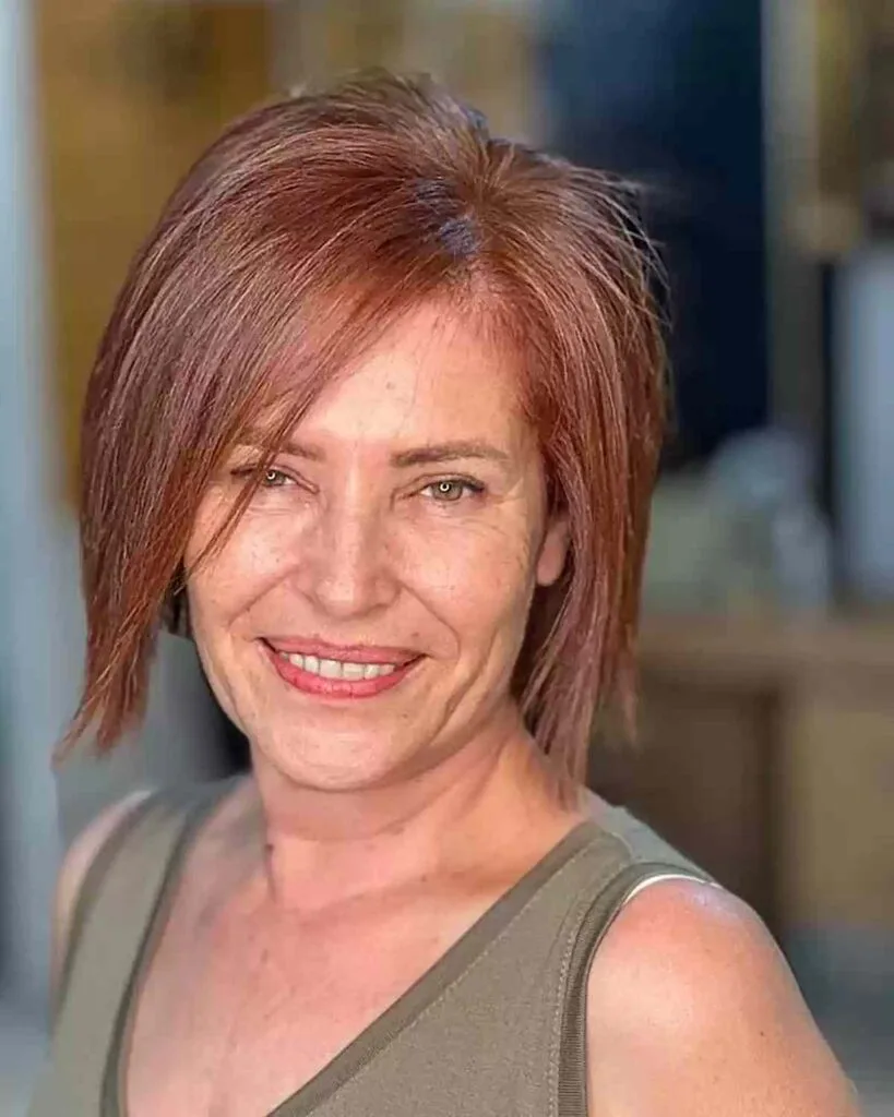 Soft Warm Red Short Hair for Fall and Women Aged 50