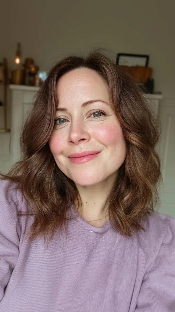 Soft Wavy Mid-Length Cut with Subtle Layers