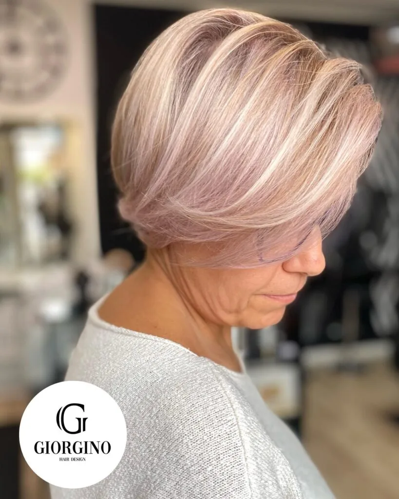 Softly Layered Bob with Gentle Pink Highlights