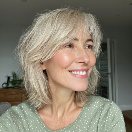 Softly Layered Choppy Bob with Bright Highlights