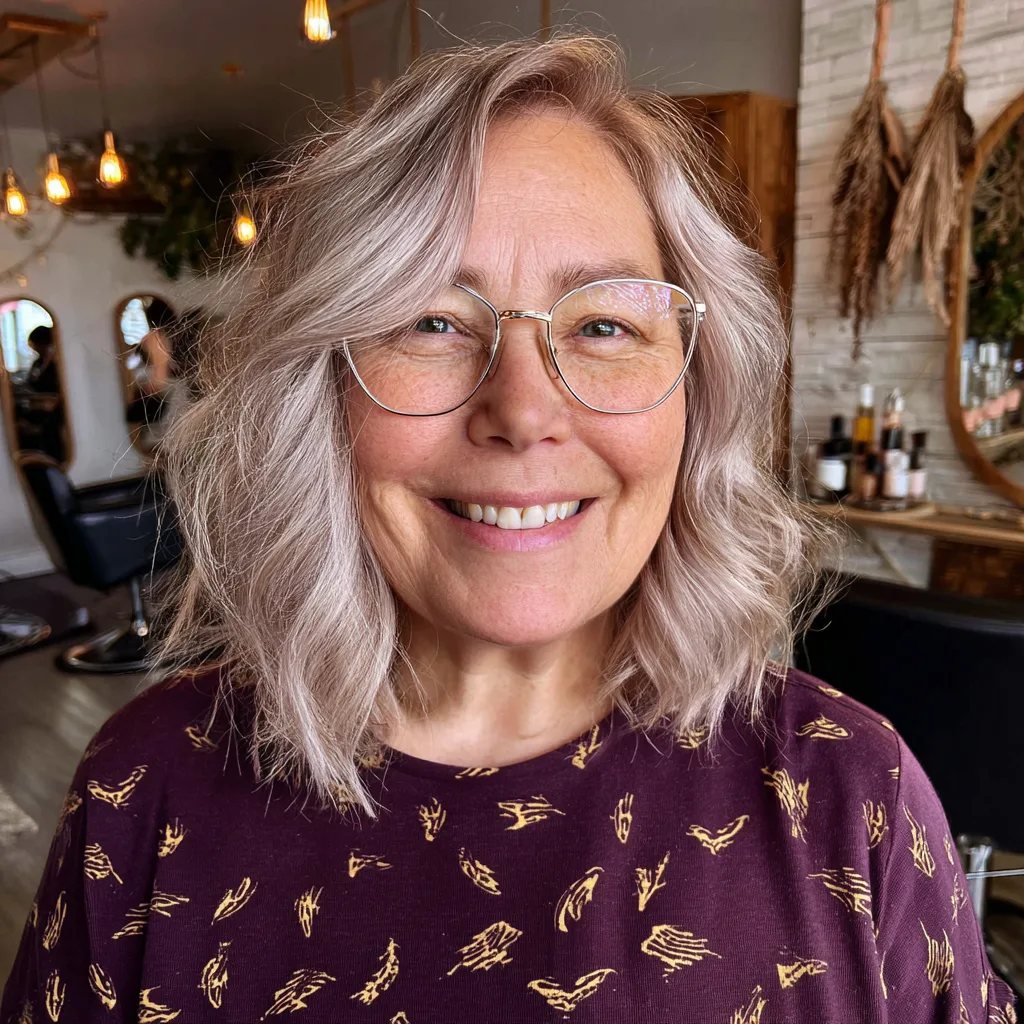 Softly Layered Long Choppy Bob with Gentle Waves