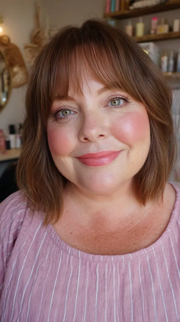 Softly Layered Mid-Length Cut with Face-Framing Bangs