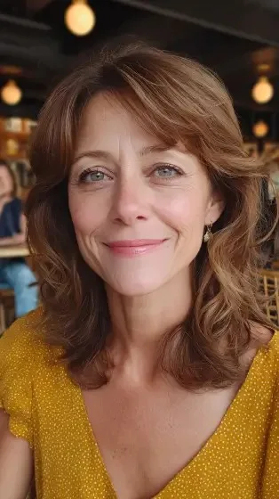 Softly Layered Mid-Length Cut with Gentle Waves