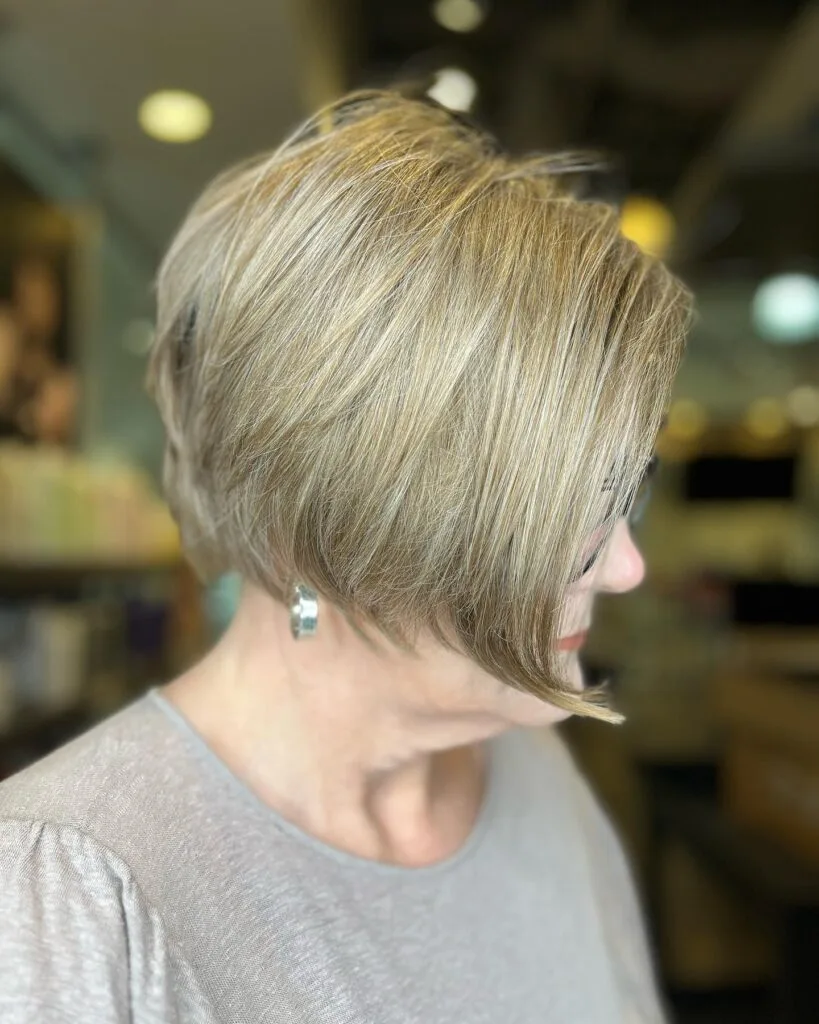Softly Textured Angled Bob with Subtle Highlights