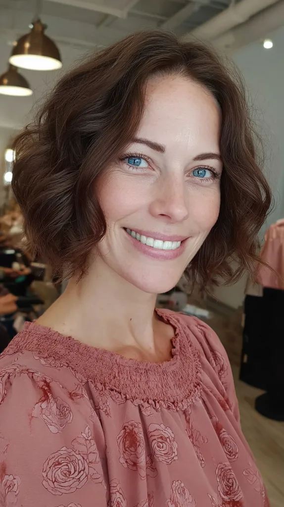 Softly Textured Chin-Length Bob with Defined Curls