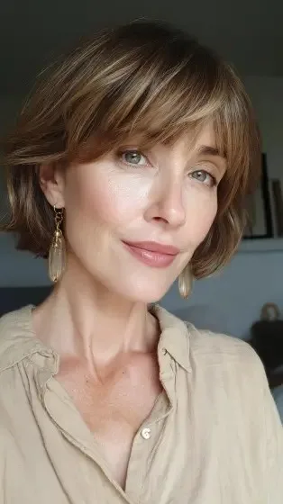 Softly Textured Ear-Length Cut with Subtle Bangs