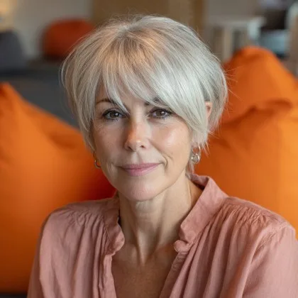 Softly Textured Long Pixie with Wispy Bangs