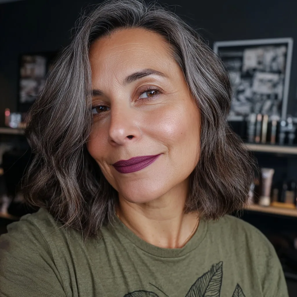 Softly Textured Midi Bob with Natural Movement