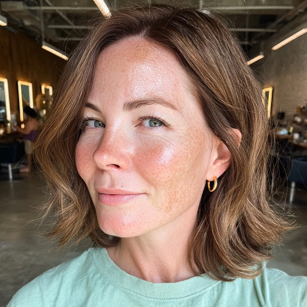 Softly Textured Midi Bob with Natural Volume