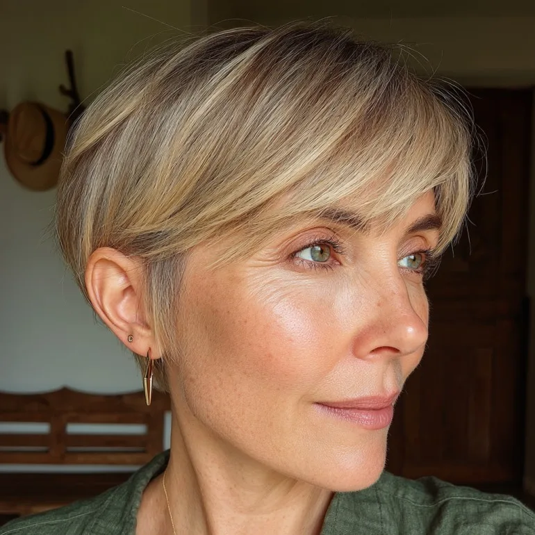 Softly Textured Short Cut with Delicate Bangs