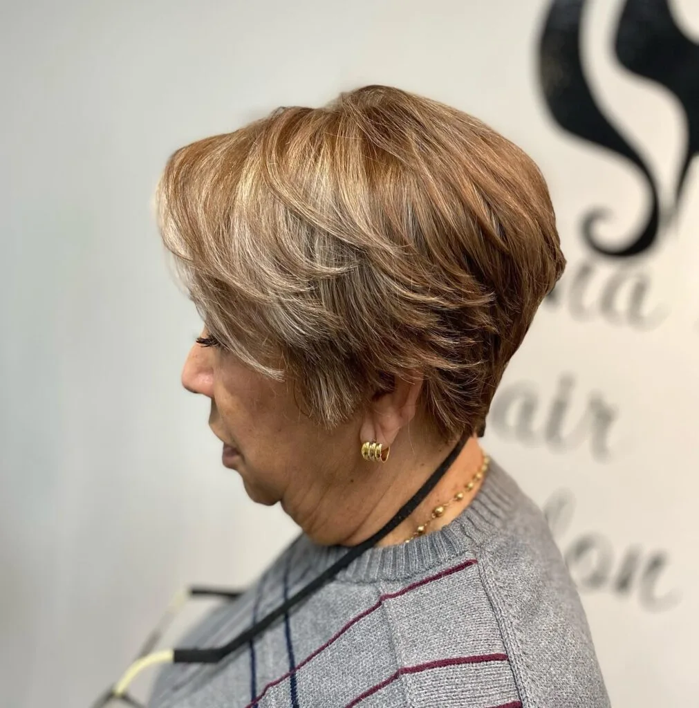 Softly Textured Short Cut with Golden Highlights