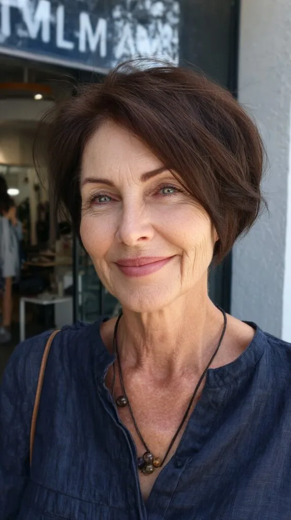 Sophisticated Chestnut Short Bob for Women Over 60