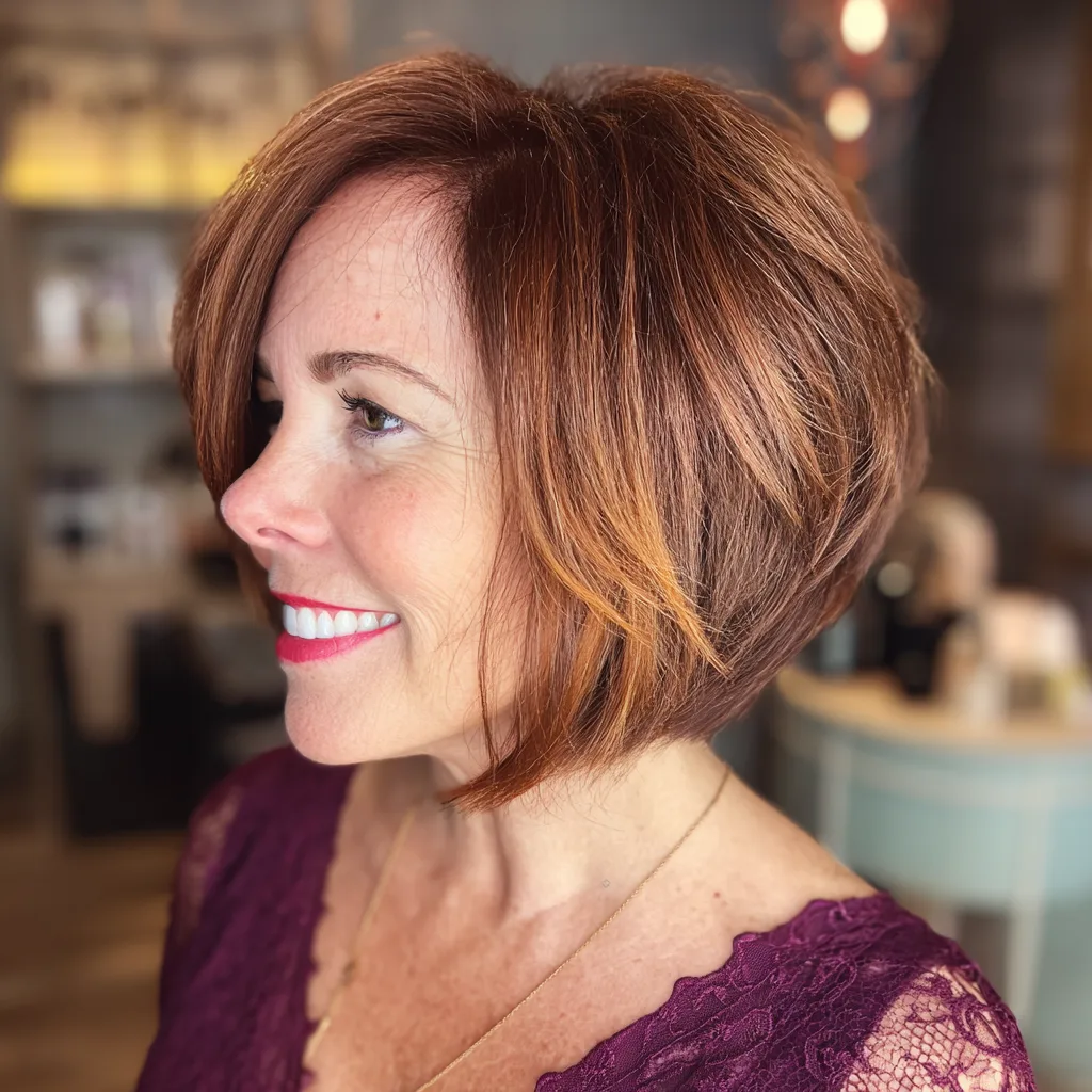Stylish Angular Bob with Subtle Caramel Highlights