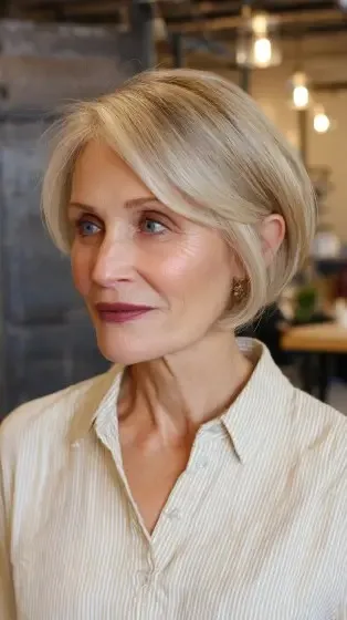 Stylish Ash Blonde Bob with Soft Face-Framing Layers