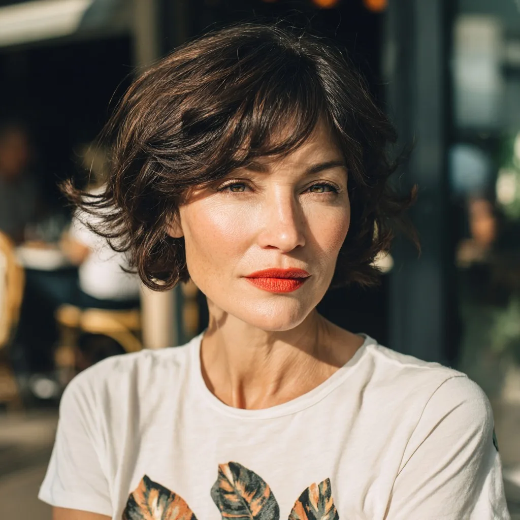 Stylish Curly Bob with Soft Fringes