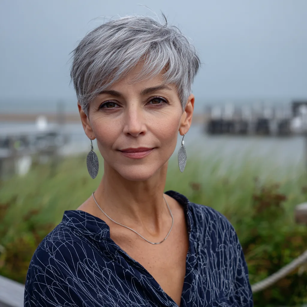 Stylish Grey Pixie Cut with Textured Layers
