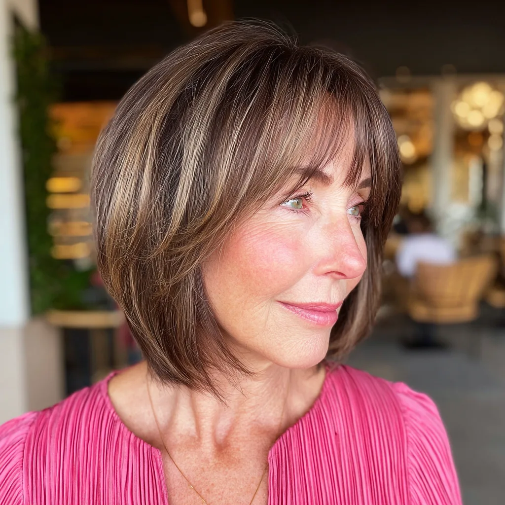 Stylish Layered Lob with Soft Bangs