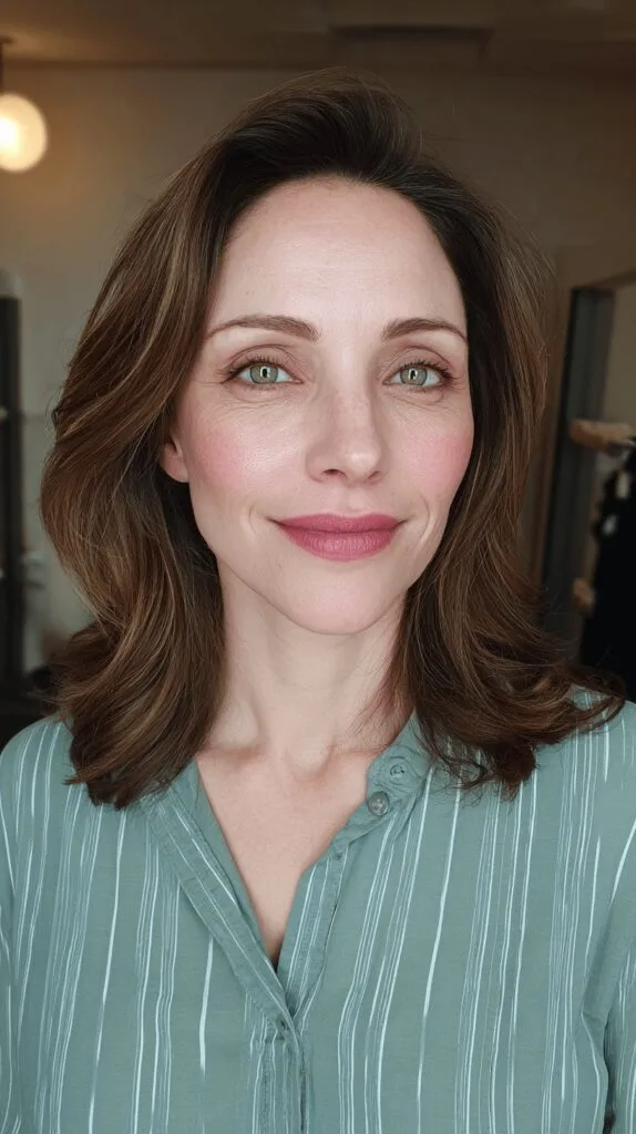 Stylish Medium-Length Soft Waves with Subtle Layers