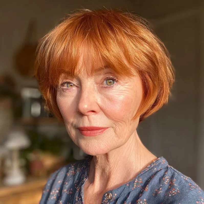 Stylish Red Bob with Soft Face-Framing Layers