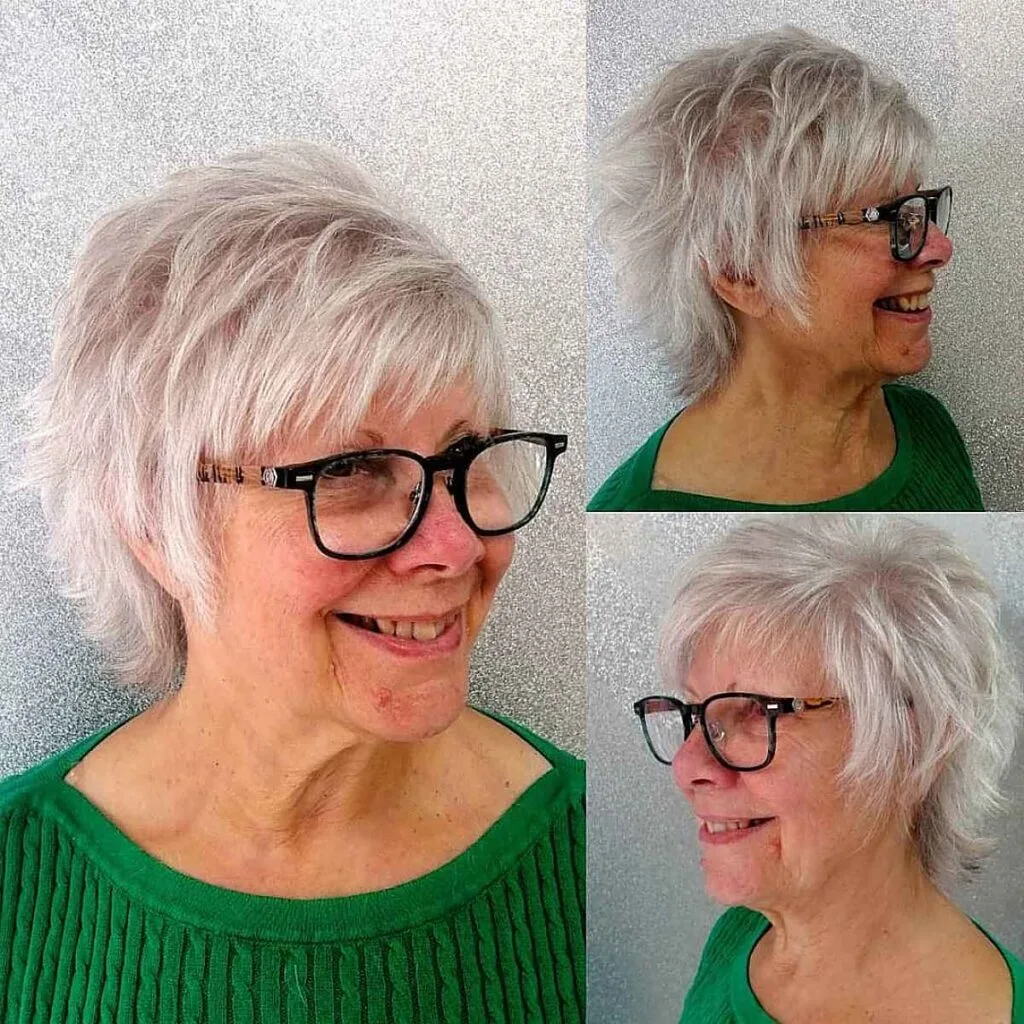 Stylish Shaggy Hairstyle for women past 60